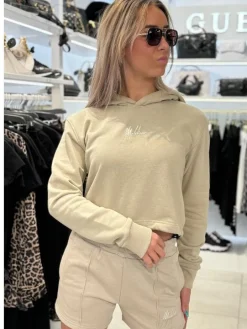 Malelions - Women Kiki Crop Hoodie - Beige