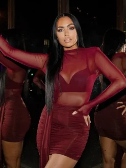 Unique The Label - Kiki Mesh Dress - Rood