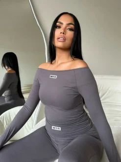 Unique The Label - Novi Off Shoulder Bodysuit - Grijs