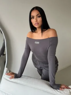 Unique The Label - Novi Off Shoulder Bodysuit - Grijs